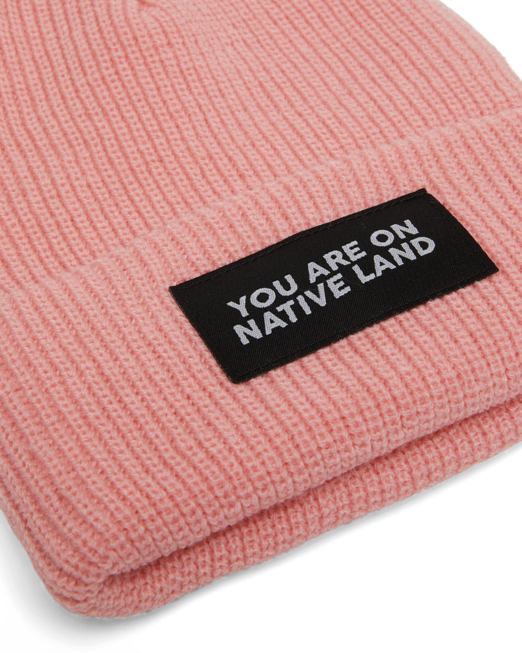 'YOU ARE ON NATIVE LAND' RIBBED BEANIE